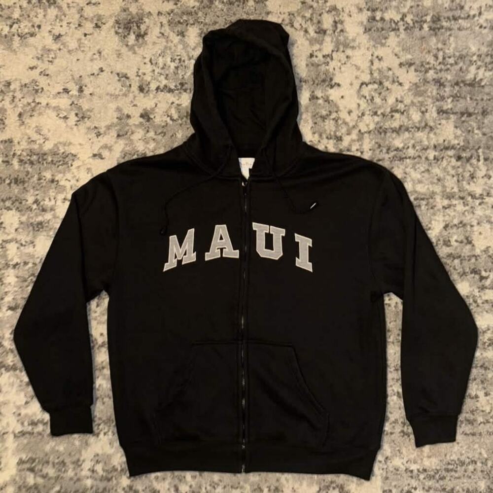 00s Maui Hawaii Collegiate Spell Out Zip Up Sweater